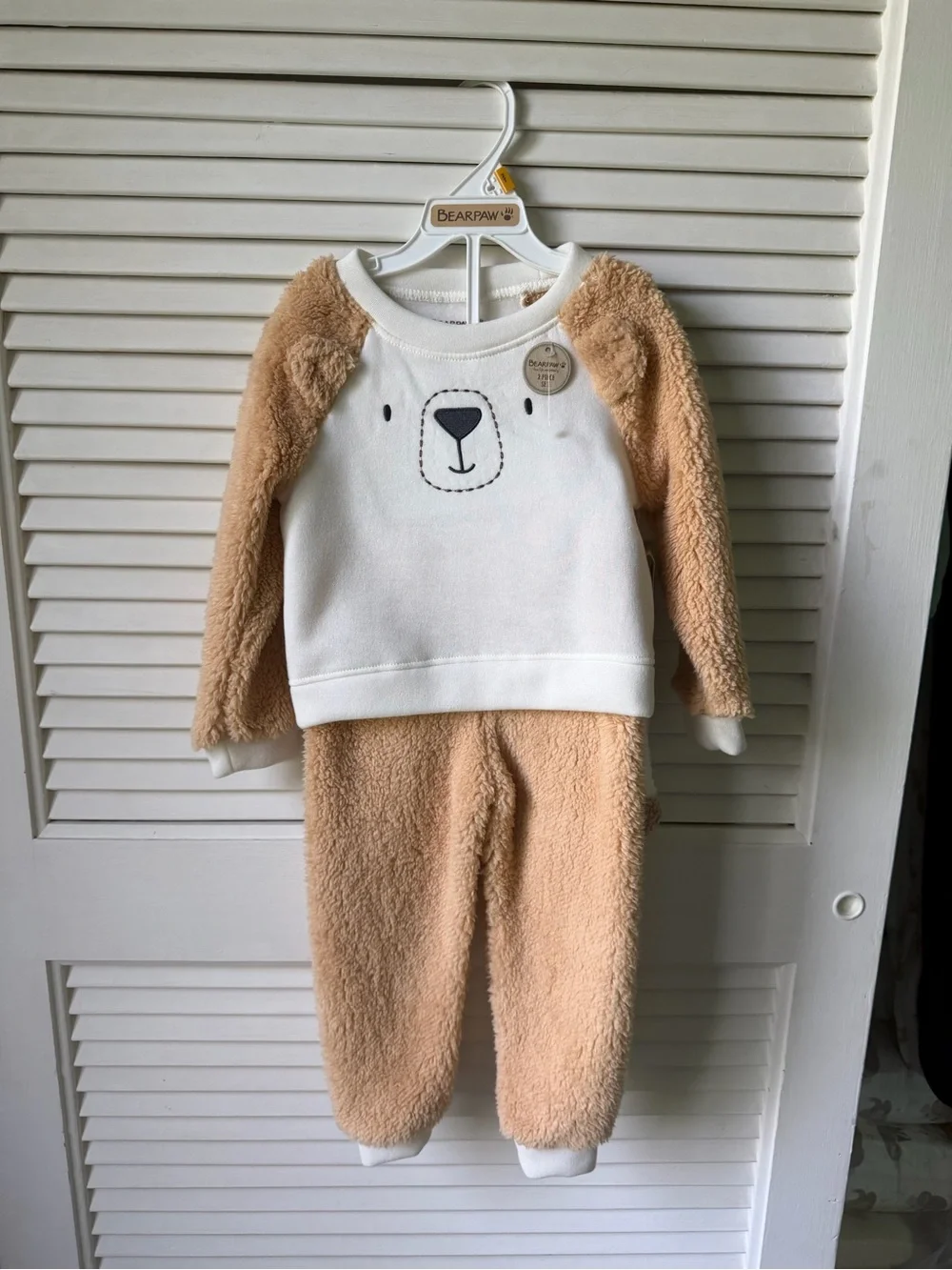 BearPaw Cream and Tan Fuzzy Bear Pajama Set